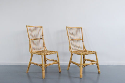 Vintage Pair of Bamboo Rattan Chairs