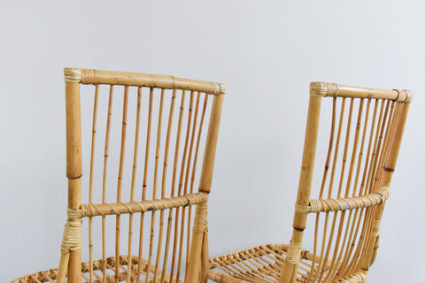 Vintage Pair of Bamboo Rattan Chairs