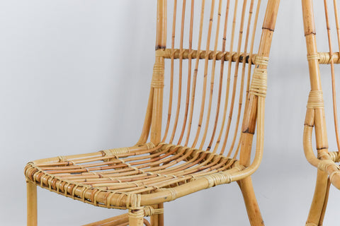 Vintage Pair of Bamboo Rattan Chairs