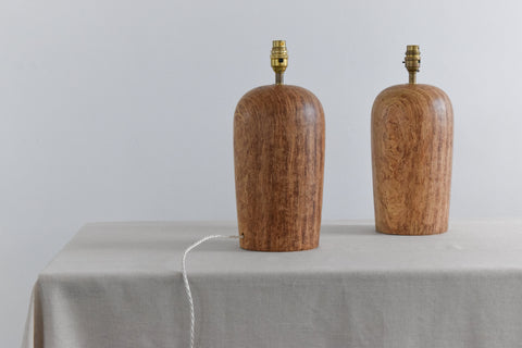 Vintage Pair of Chunky Olive Wood Lamp Bases