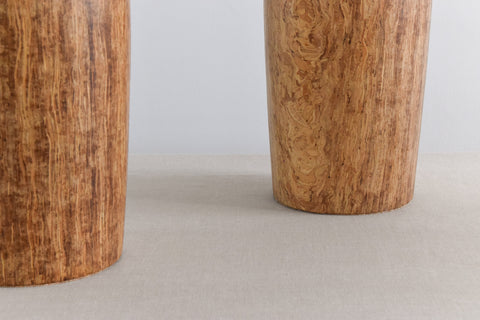 Vintage Pair of Chunky Olive Wood Lamp Bases