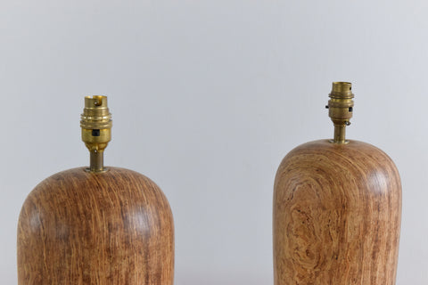 Vintage Pair of Chunky Olive Wood Lamp Bases