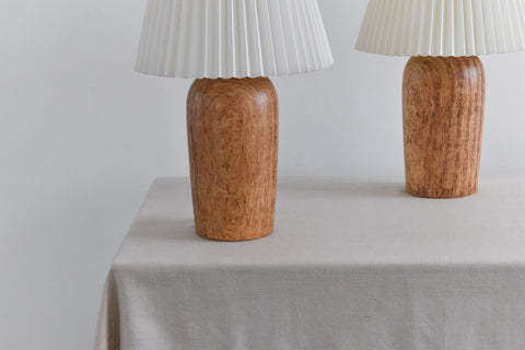 Vintage Pair of Chunky Olive Wood Lamp Bases