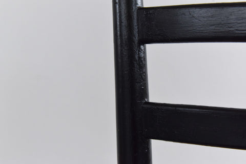 Vintage Pair of Gio Ponti Style Italian Ebonized Ladder Back Rush Dining Chairs