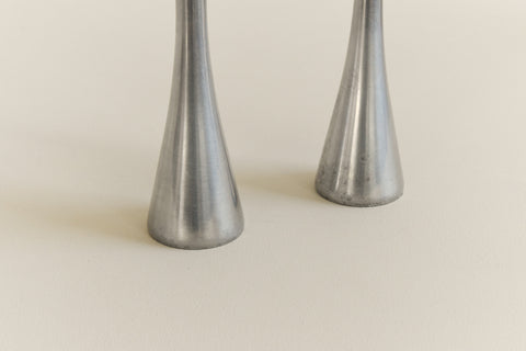 Vintage Pair of Mid Century Modern Chrome Candleholders