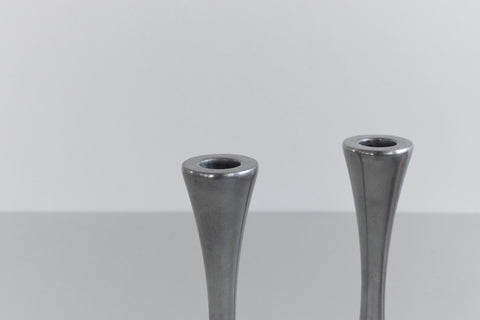 Vintage Pair of Mid Century Modern Chrome Candleholders