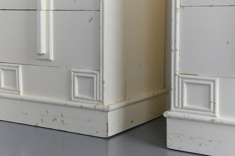 Vintage Pair of Painted White Wooden Bedside Tables