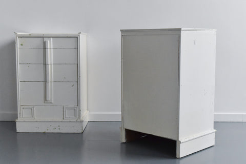 Vintage Pair of Painted White Wooden Bedside Tables