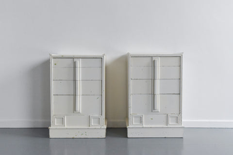 Vintage Pair of Painted White Wooden Bedside Tables