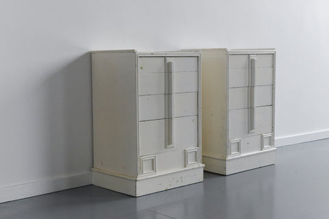 Vintage Pair of Painted White Wooden Bedside Tables