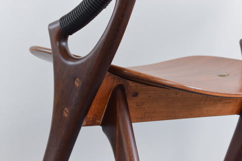 Vintage Pair of Rare Danish Early 1950s Model 71 Dining Chairs By Arne Hovmand Olsen For Mogens Kold