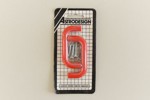 Vintage Pair of Red Plastic Cupboard / Drawer D Handles by Astrodesign