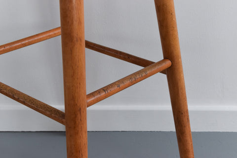 Vintage Pair of Rustic Wooden Bar Stools
