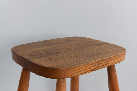 Vintage Pair of Rustic Wooden Bar Stools