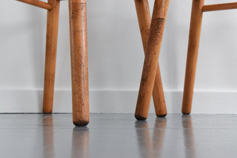 Vintage Pair of Rustic Wooden Bar Stools