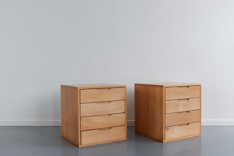 Vintage Pair of Solid Beech Bedside Drawers