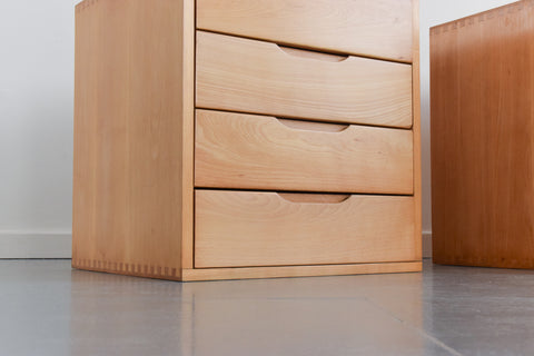 Vintage Pair of Solid Beech Bedside Drawers