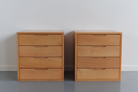 Vintage Pair of Solid Beech Bedside Drawers