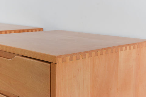 Vintage Pair of Solid Beech Bedside Drawers
