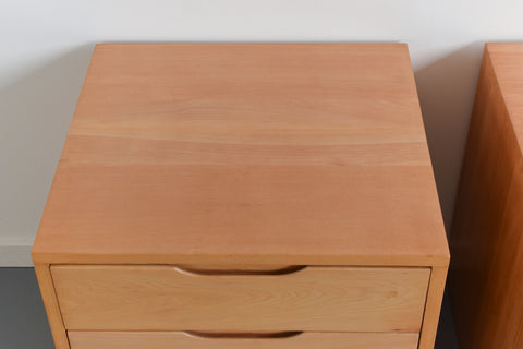 Vintage Pair of Solid Beech Bedside Drawers