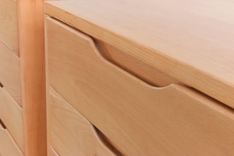 Vintage Pair of Solid Beech Bedside Drawers