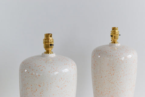 Vintage Pair of Speckled Ceramic Lamp Bases by Mideramica Portugal