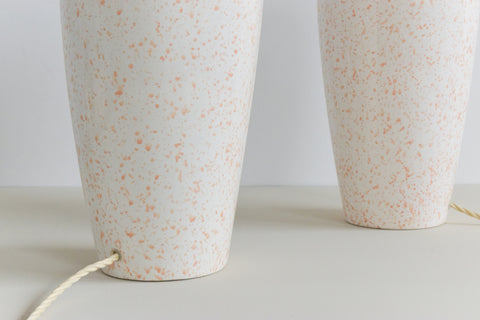 Vintage Pair of Speckled Ceramic Lamp Bases by Mideramica Portugal