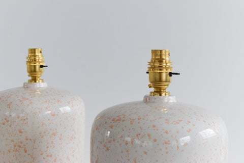 Vintage Pair of Speckled Ceramic Lamp Bases by Mideramica Portugal