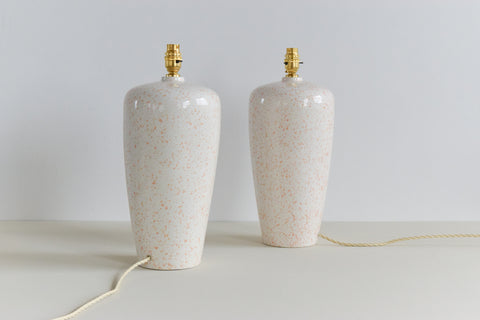 Vintage Pair of Speckled Ceramic Lamp Bases by Mideramica Portugal