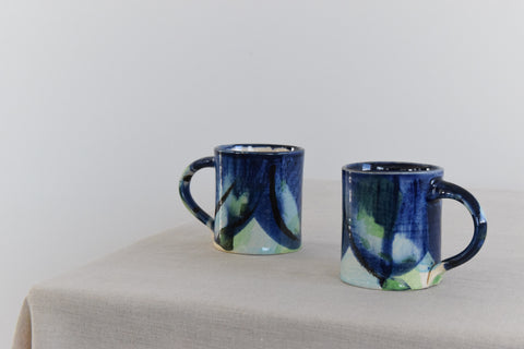 Vintage Pair of Studio Pottery Mugs by Sue Sharp of Alston