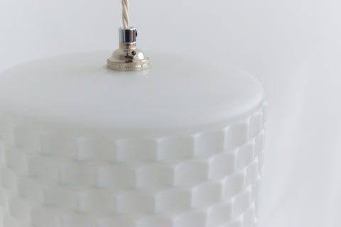 Vintage Pair of White Textured Opaline Glass Pendant Light Shades