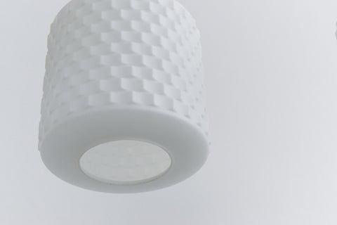 Vintage Pair of White Textured Opaline Glass Pendant Light Shades