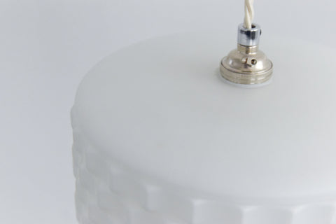 Vintage Pair of White Textured Opaline Glass Pendant Light Shades