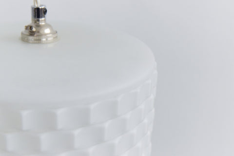 Vintage Pair of White Textured Opaline Glass Pendant Light Shades