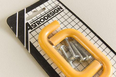 Vintage Pair of Yellow Plastic Cupboard / Drawer D Handles by Astrodesign