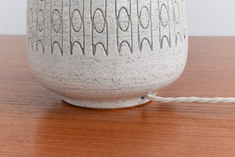 Vintage Patterned Textured Grey Ceramic Table Lamp Base
