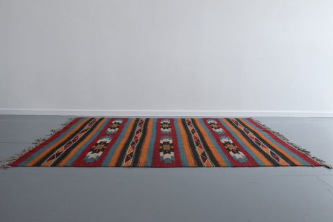 Vintage Patterned Aztec Flat Weave Wool Rug