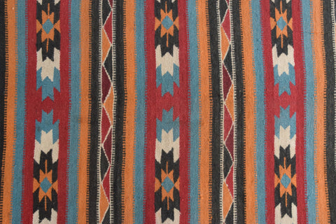 Vintage Patterned Aztec Flat Weave Wool Rug