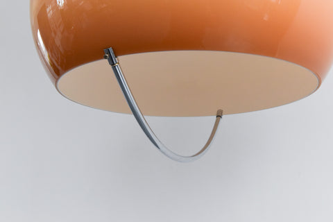 Vintage Peach Plastic Rise and Fall Mushroom Ceiling Light Guzzini Style