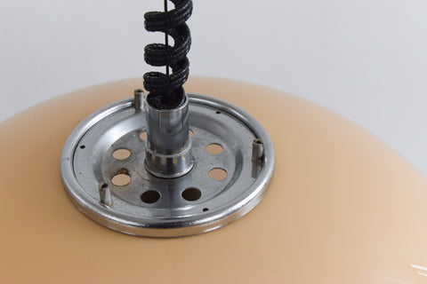 Vintage Peach Plastic Rise and Fall Mushroom Ceiling Light Guzzini Style