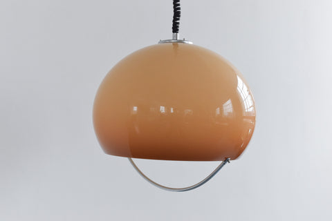 Vintage Peach Plastic Rise and Fall Mushroom Ceiling Light Guzzini Style
