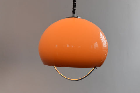 Vintage Peach Plastic Rise and Fall Mushroom Ceiling Light Guzzini Style