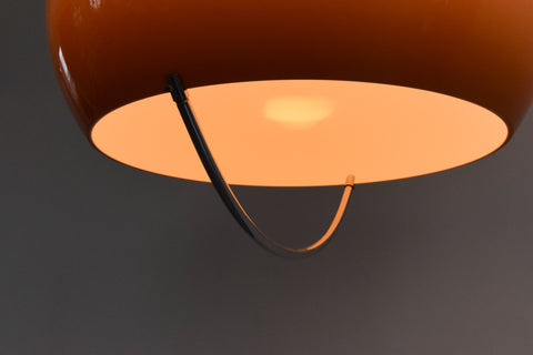 Vintage Peach Plastic Rise and Fall Mushroom Ceiling Light Guzzini Style