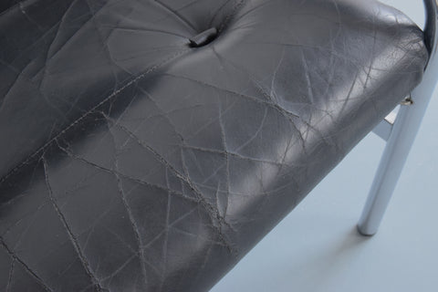 Vintage Pieff Kadia Black Leather and Chrome Arm Chair by Tim Bates