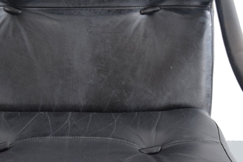 Vintage Pieff Kadia Black Leather and Chrome Arm Chair by Tim Bates