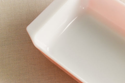Vintage Pyrex Pink and White Daisy Shallow Serving Dish with Lid