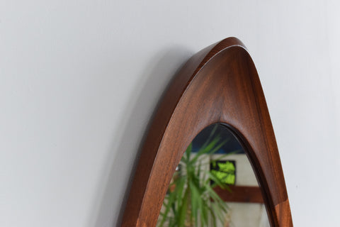 Vintage Rare Swedish Oval Teak Mirror by Glas & Trä Hovmantorp