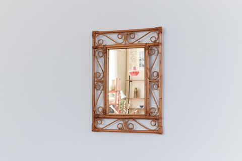 Vintage Rectangular Bamboo Mirror