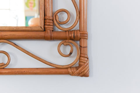 Vintage Rectangular Bamboo Mirror