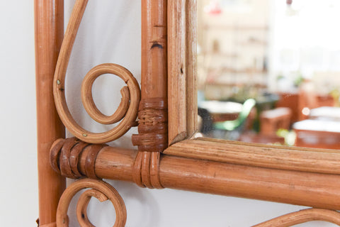 Vintage Rectangular Bamboo Mirror